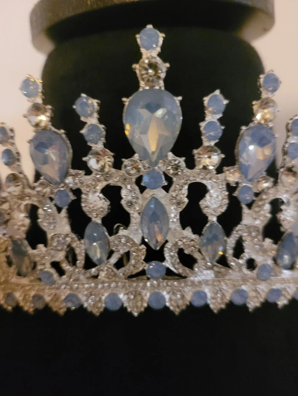 Crystal Tiara Crown with Pale Opal Accents And Rhinestones,